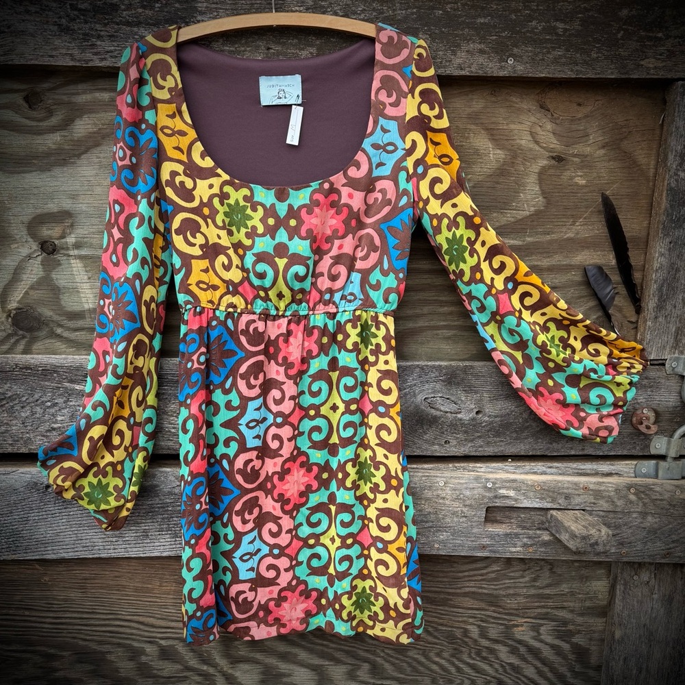 🌀JUDITH MARCH🌀 Boho-Retro Top with Empire Waist & Semi-Bell Sleeves/Tunic/Dress